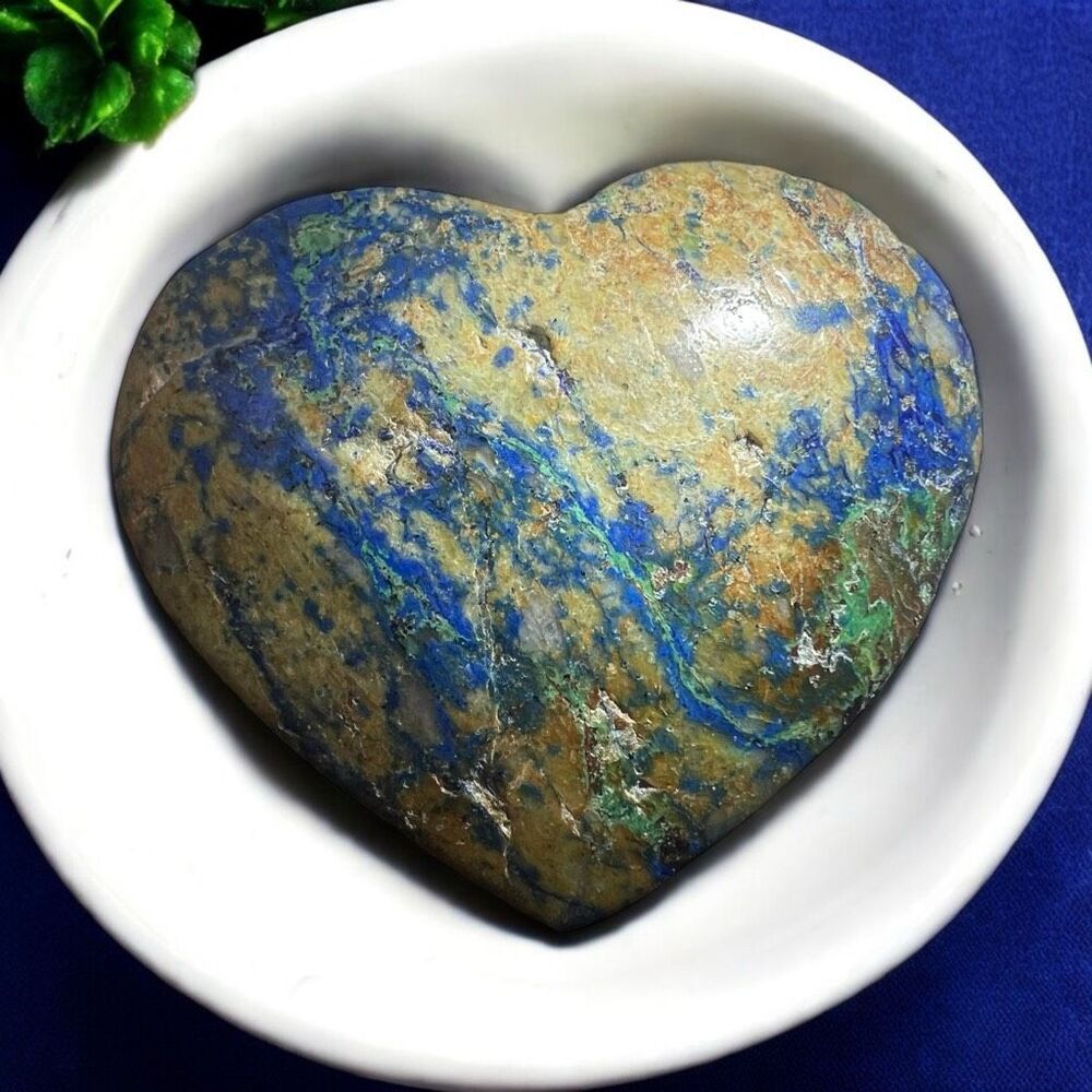 Azurite Heart Carving Meditation Stone